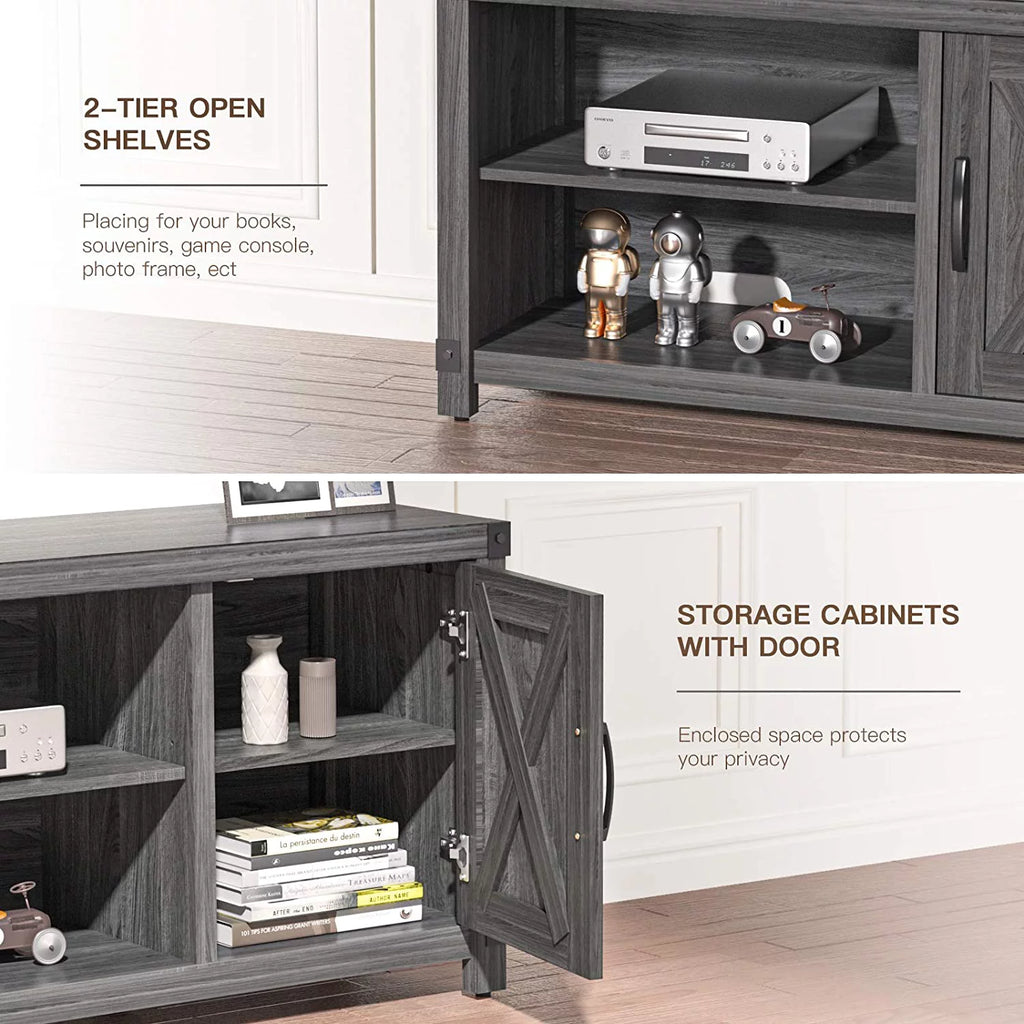 Grey Wood TV Stand with Storage C82795