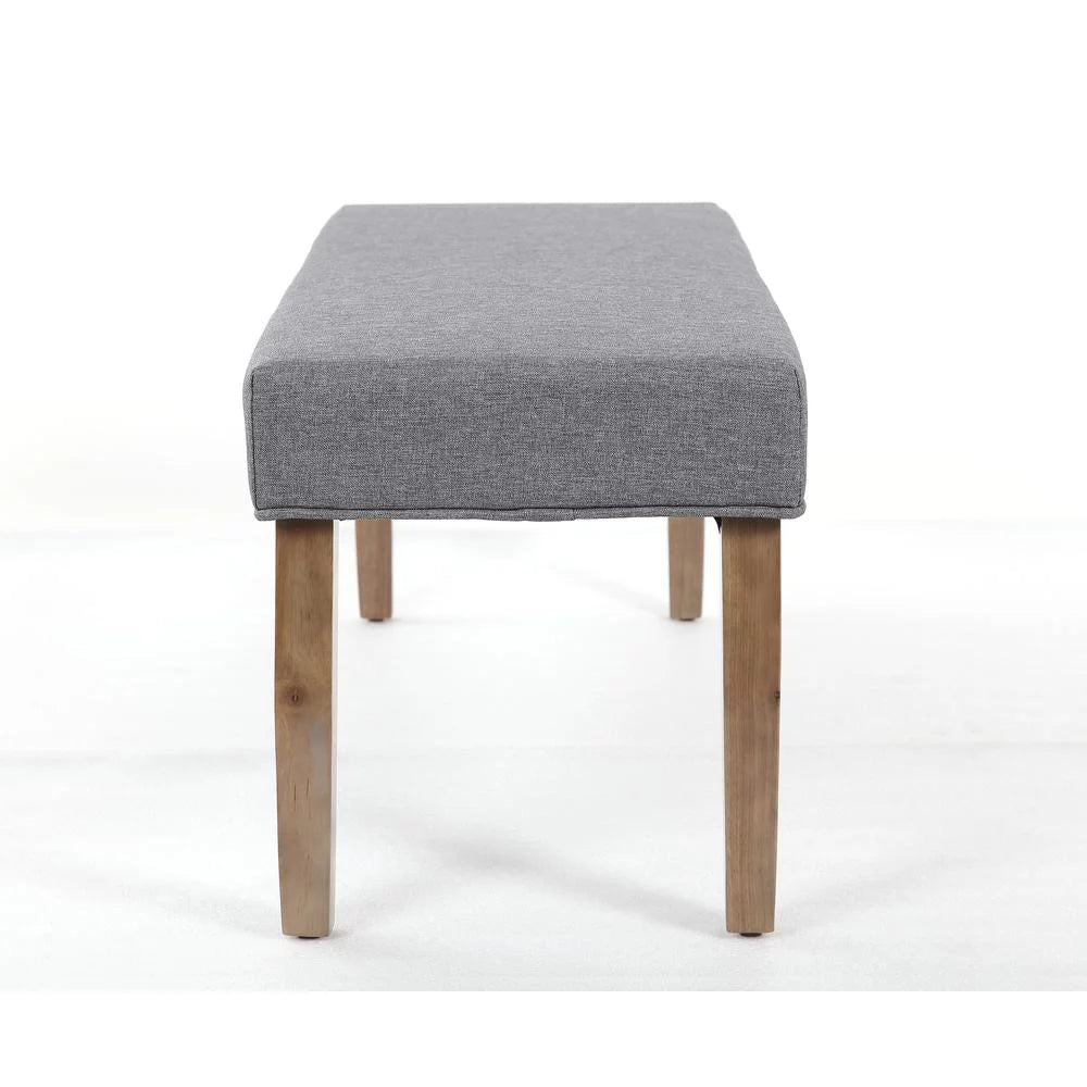 Linen Bench with Wood Legs in Grey O556495
