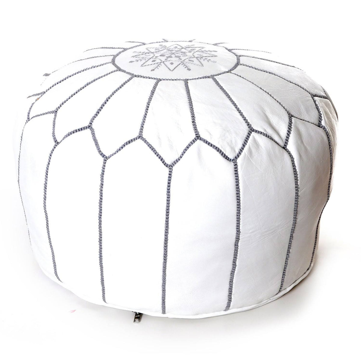 White Leather Ottoman D9456