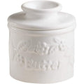 White Raised Floral French Ceramic Butter Dish Keeper J388905