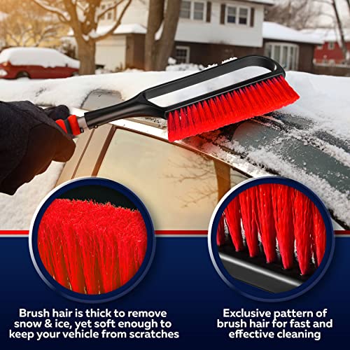 27" Snow Brush & Ice Scrapers with Foam Grip, Detachable, Gray I870