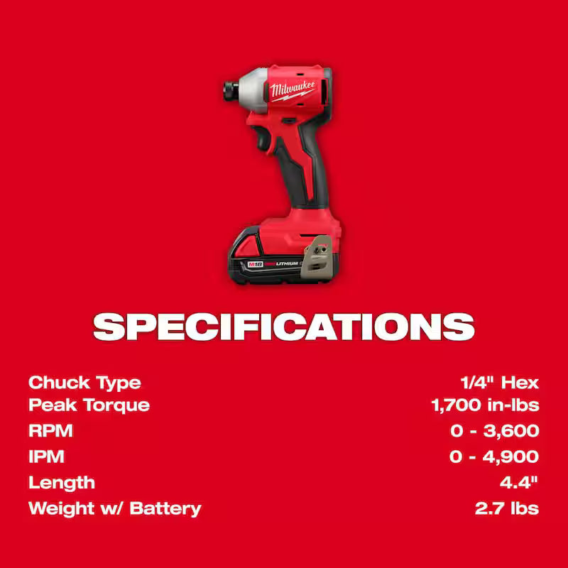 18-Volt Lithium-Ion Brushless Cordless Compact Drill/Impact Combo Kit (2-Tool) with Batteries, Charger and Bag I4371