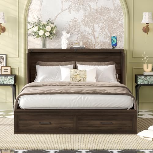 White Queen Murphy Cabinet Bed with Charging Station Z60262
