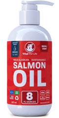 Salmon Oil for Dogs & Cats, Omega 3 Liquid Food Supplement, 8 oz G457948