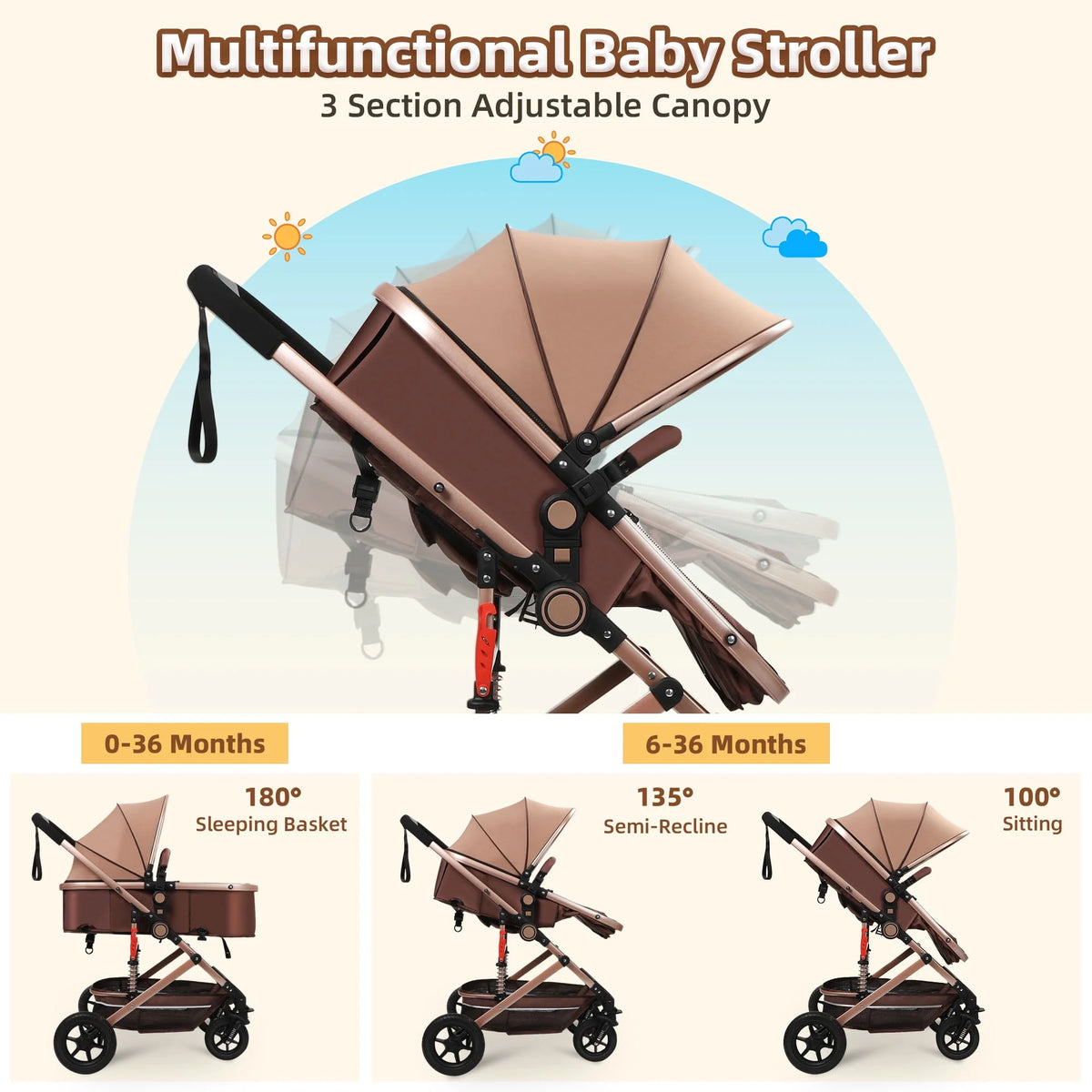 Foldable Reversible Bassinet Baby Stroller R3258