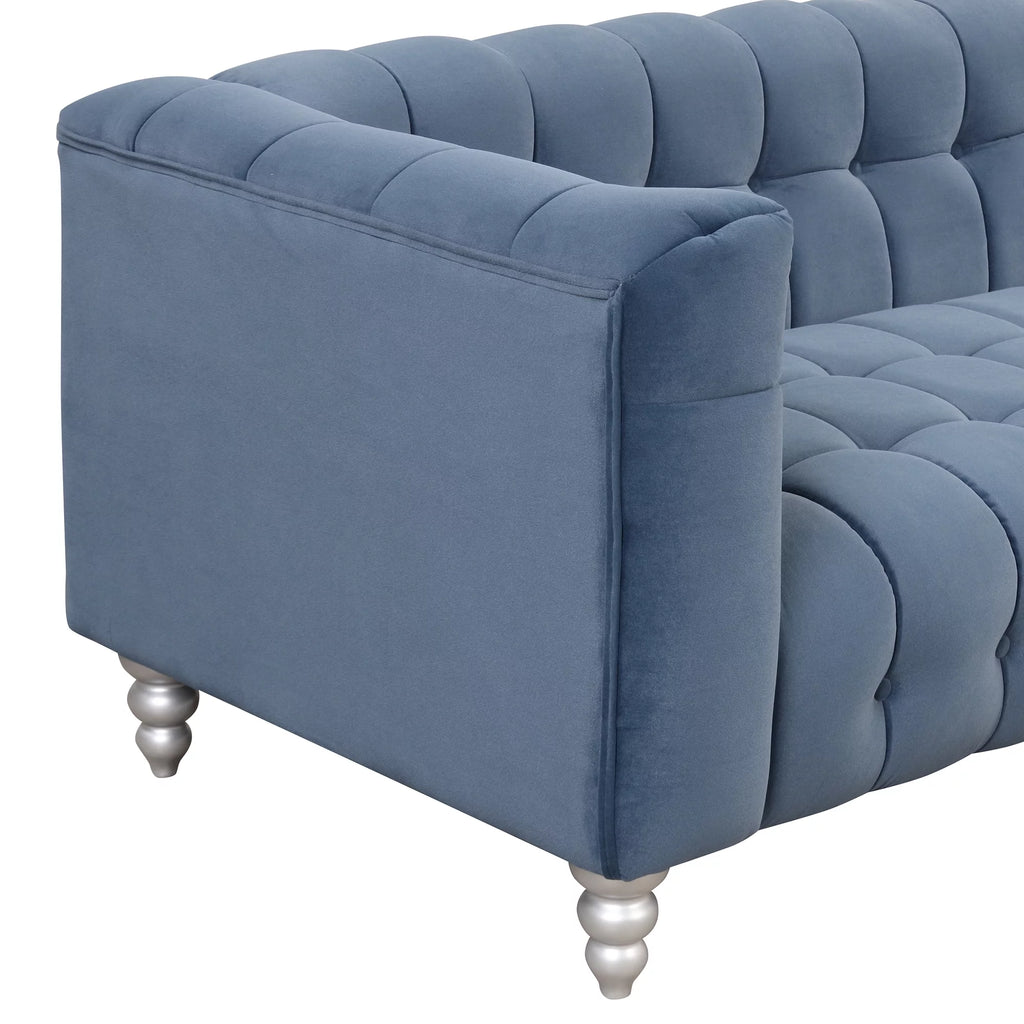 90" Blue Tufted 3 Seater Sofa I86602