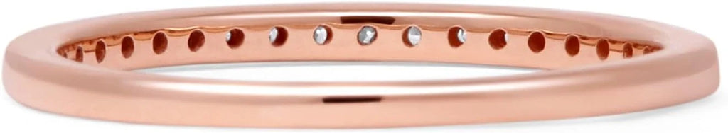 14K Rose Gold Half Eternity Band 0.12ct Natural Diamond Aquamarine K72915