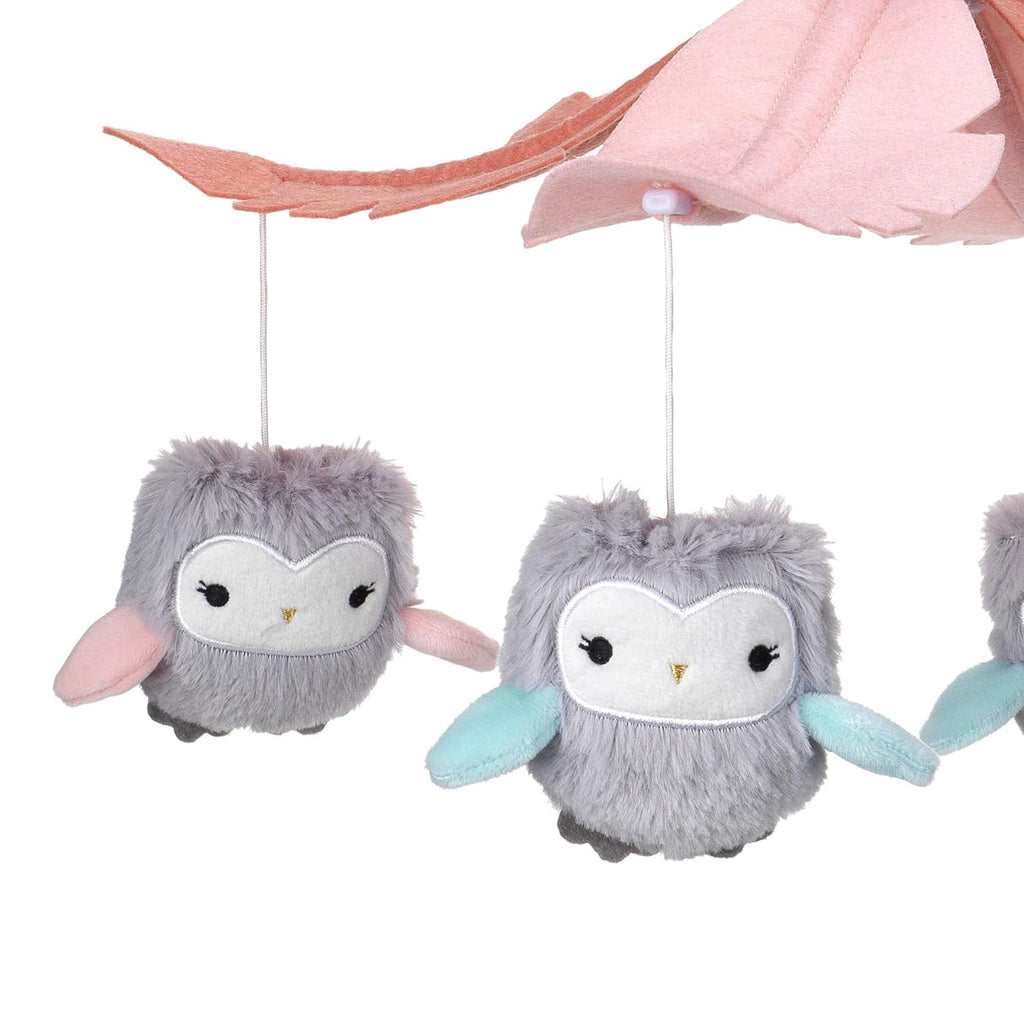 Gray/Pink Musical Baby Crib Mobile Soother Toy P9394