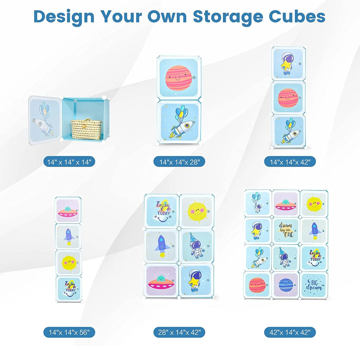 8 Cube Children Wardrobe with Doors and 2 Hanging Sections G372