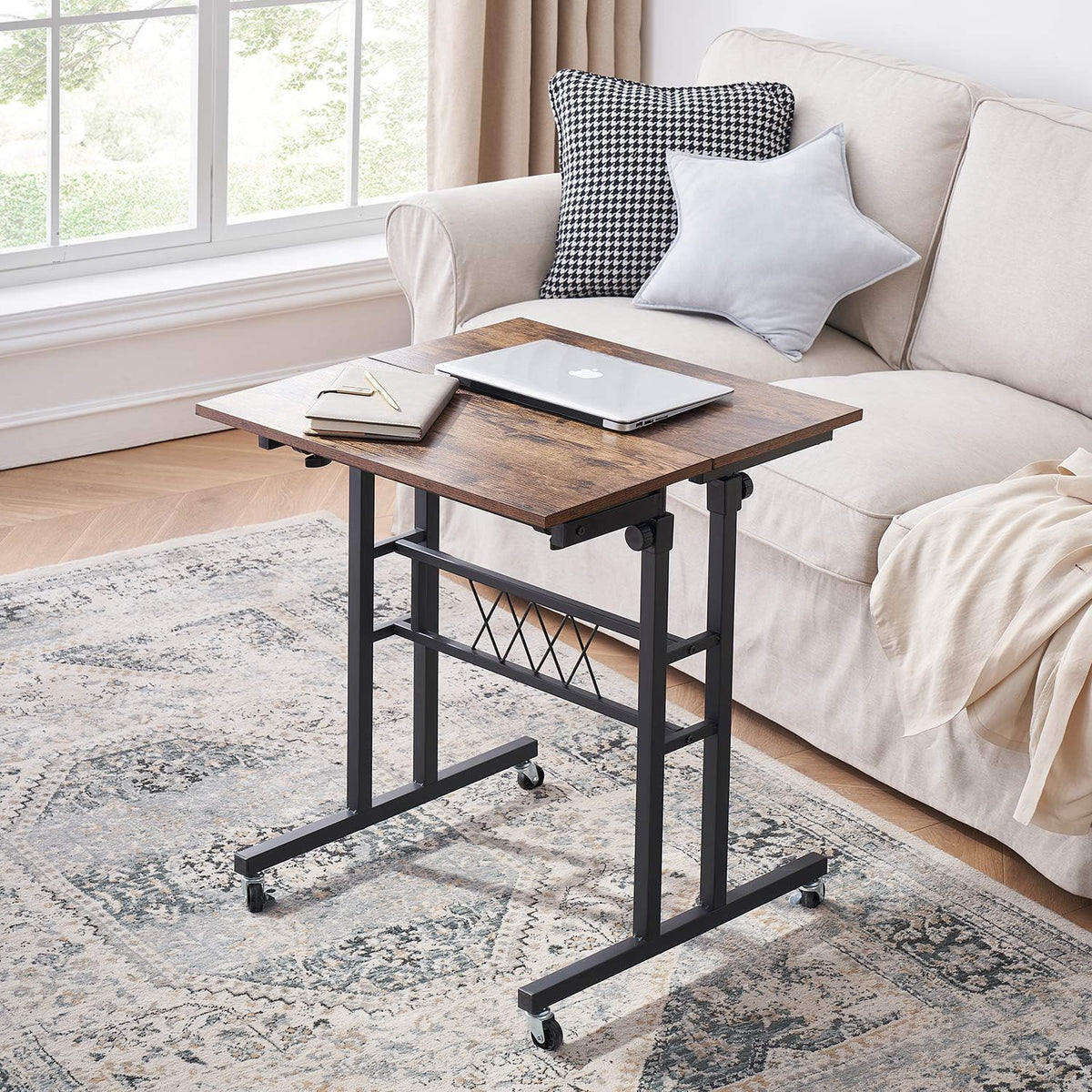 Black Wood Grain Adjustable Height Standing Desk L25566