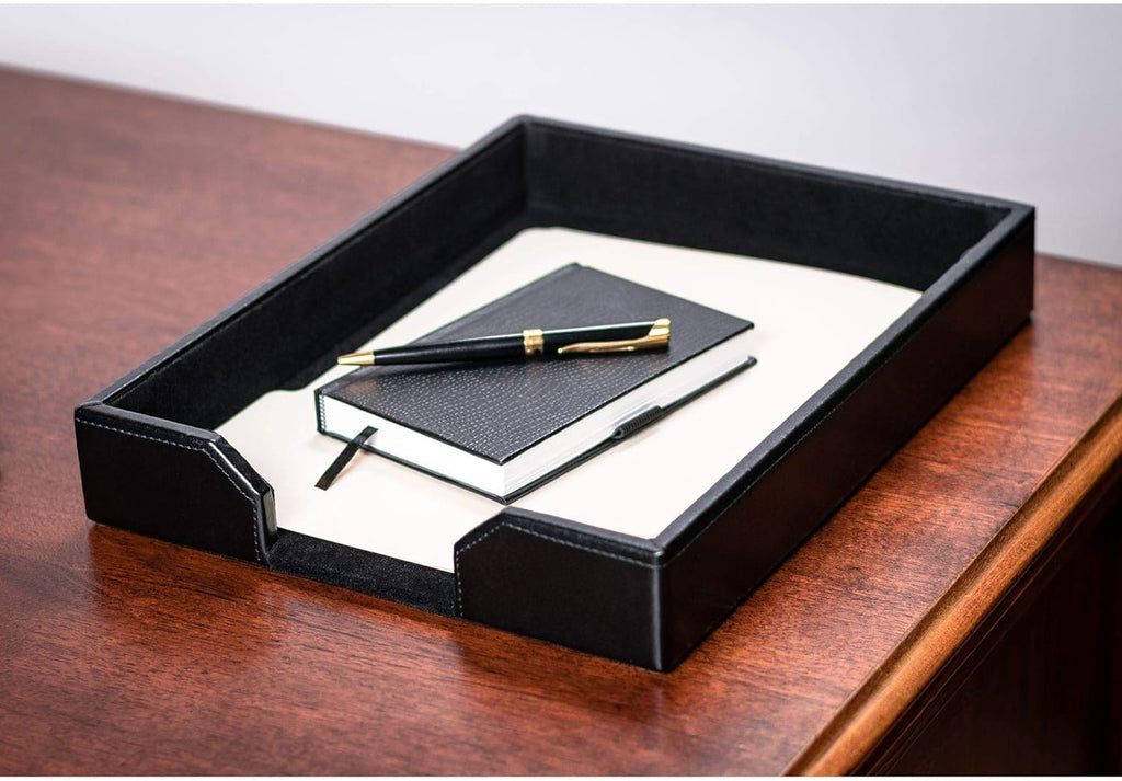 Black Bonded Leather Letter Tray K7448