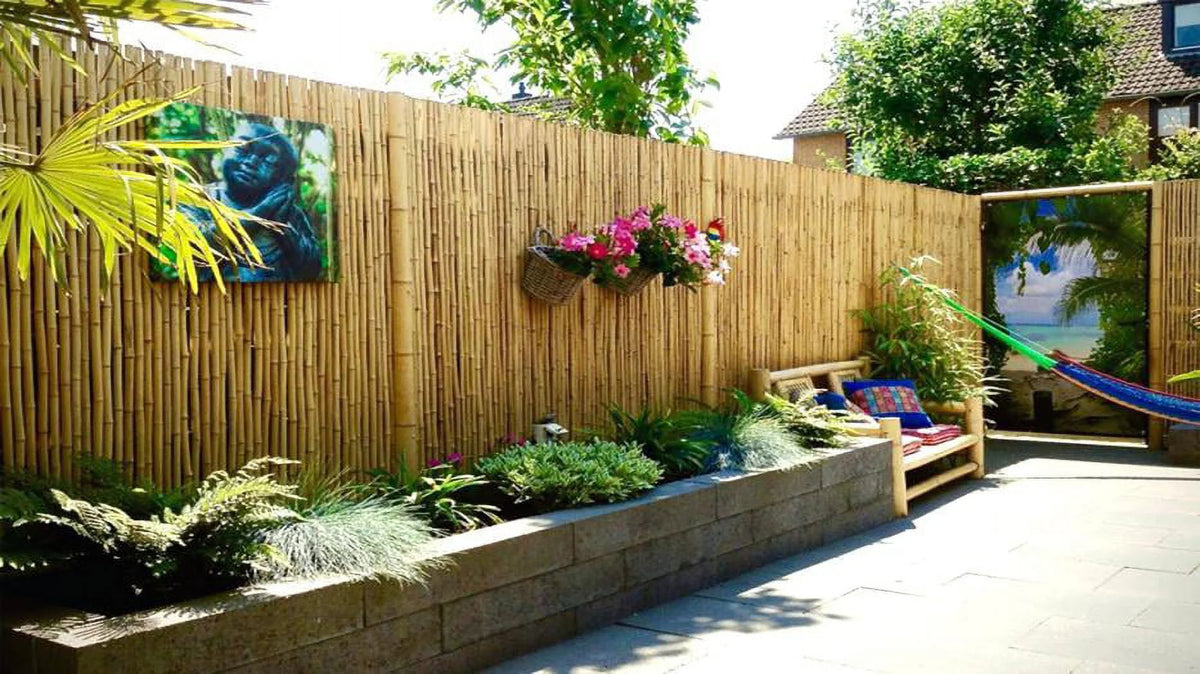 Natural Bamboo Fencing Garden Screen Rolled Fence Panel 3/4 D x 4' H x 8' L A3197