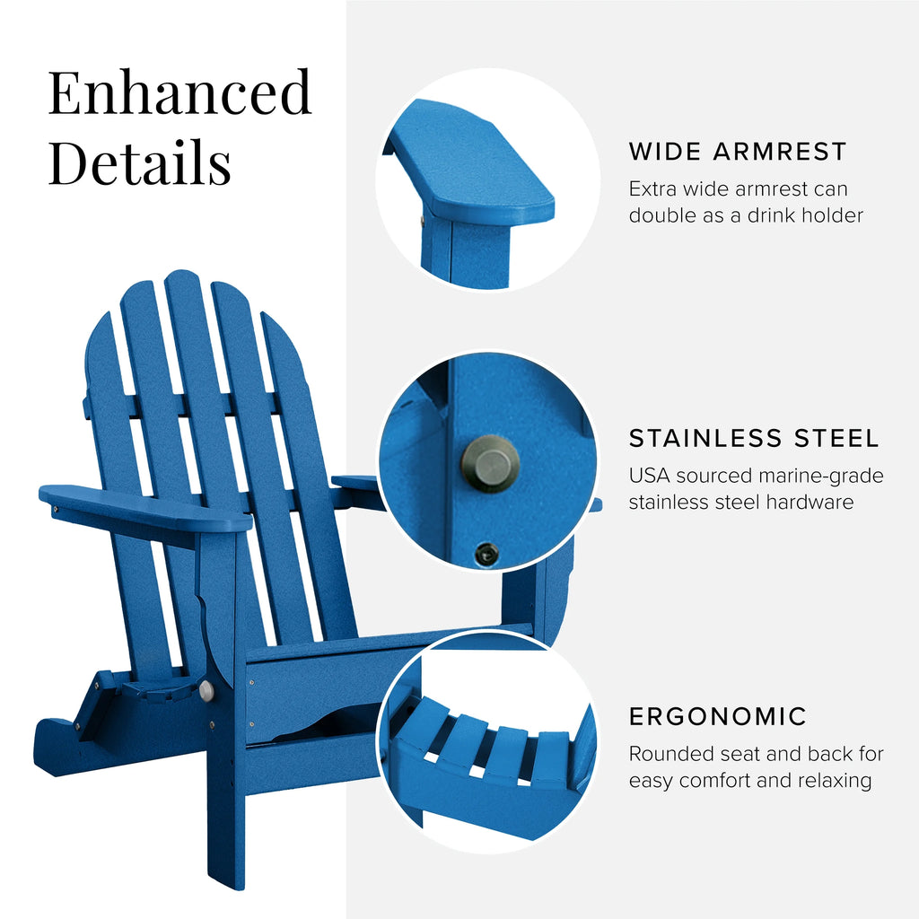 16-Pc Folding Adirondack Chair Set with Ottomans and Side Tables L9573