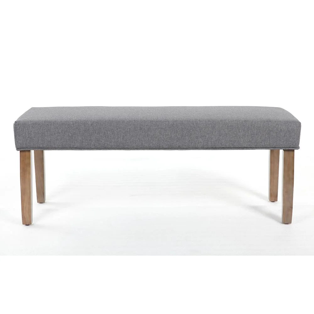 Linen Bench with Wood Legs in Grey O556495