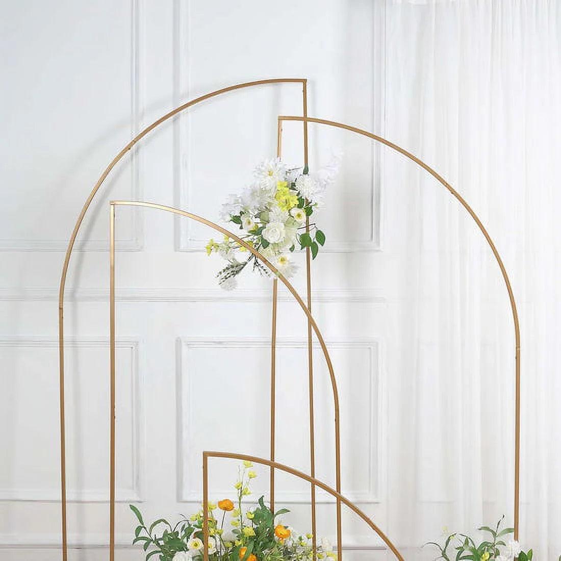 Gold Metal Half Moon Arch Backdrop Stand Set Of 4 E9761