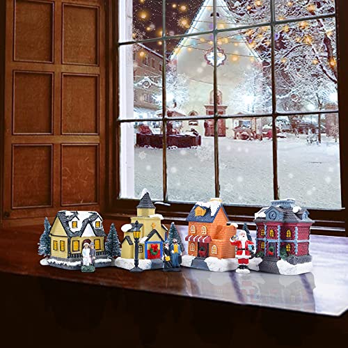 LED Lighted Christmas Village Houses with Figurines X7723