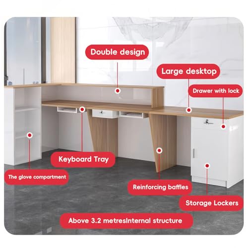 L-Shaped Reception Desk with Counter and Drawers U1709