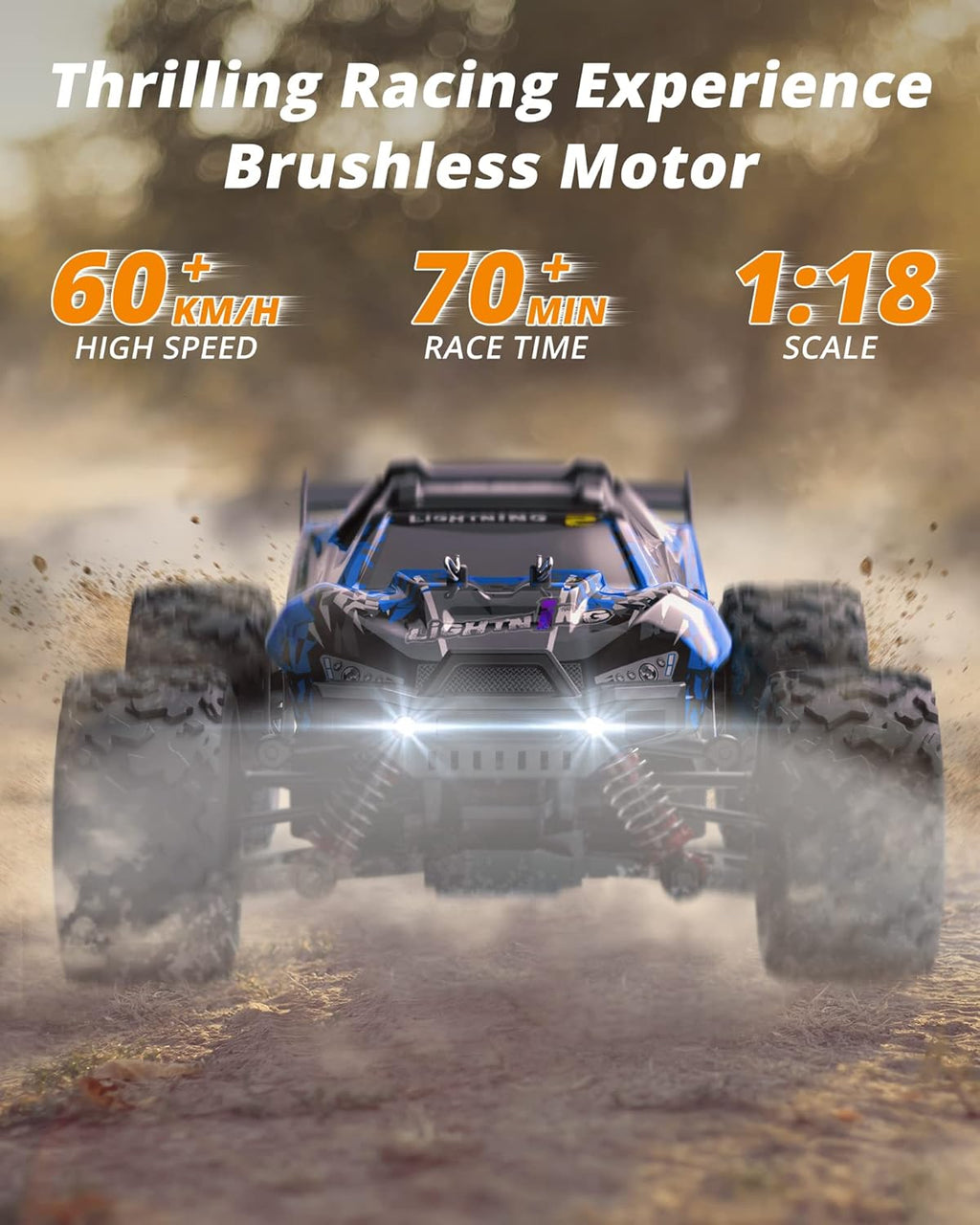 1:18 Scale Brushless 4WD Off-Road Remote Control Car with 2 Rechargeable Batteries I5417