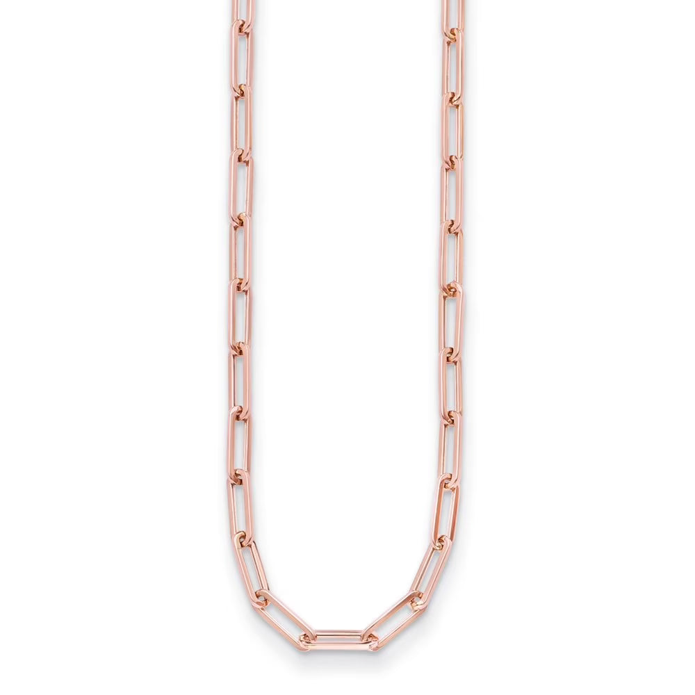 14K Rose Gold Polished 4 mm Flat Paperclip Link Necklace 16" A265953