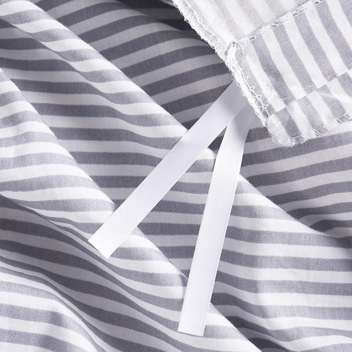 Gray White Striped 100% Cotton Duvet Cover Set, California King Size G315089