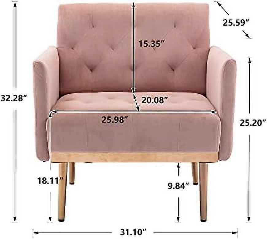 Pink Velvet Single Sofa Arm Chair with Metal Legs R51904
