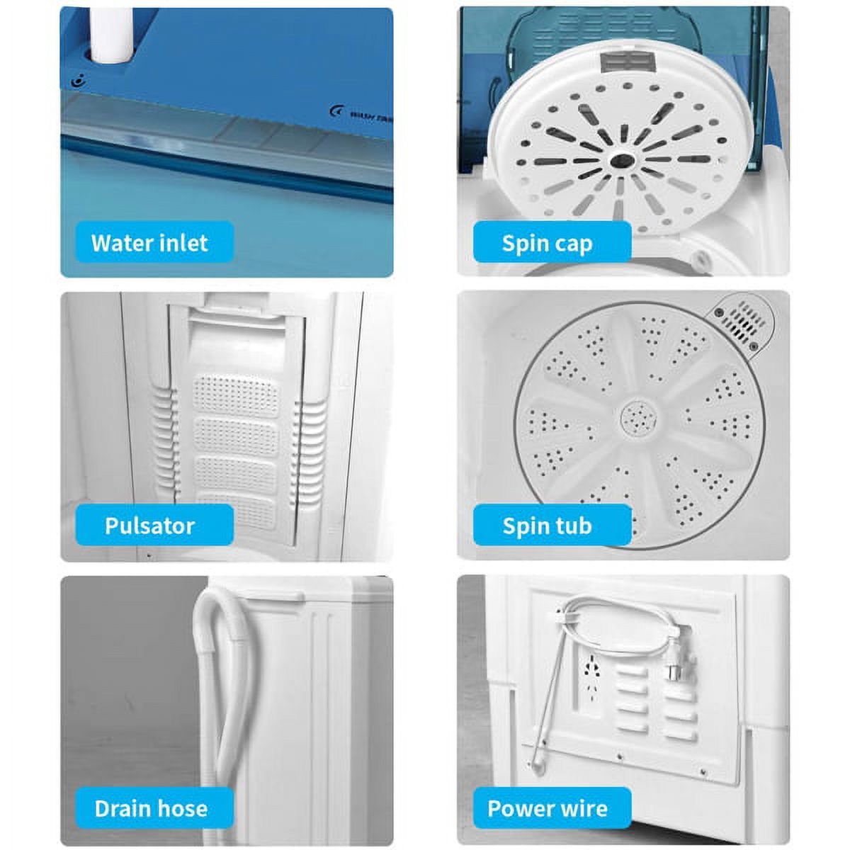 Semi-automatic Twin Tub Washing Machine, White&Blue T459975