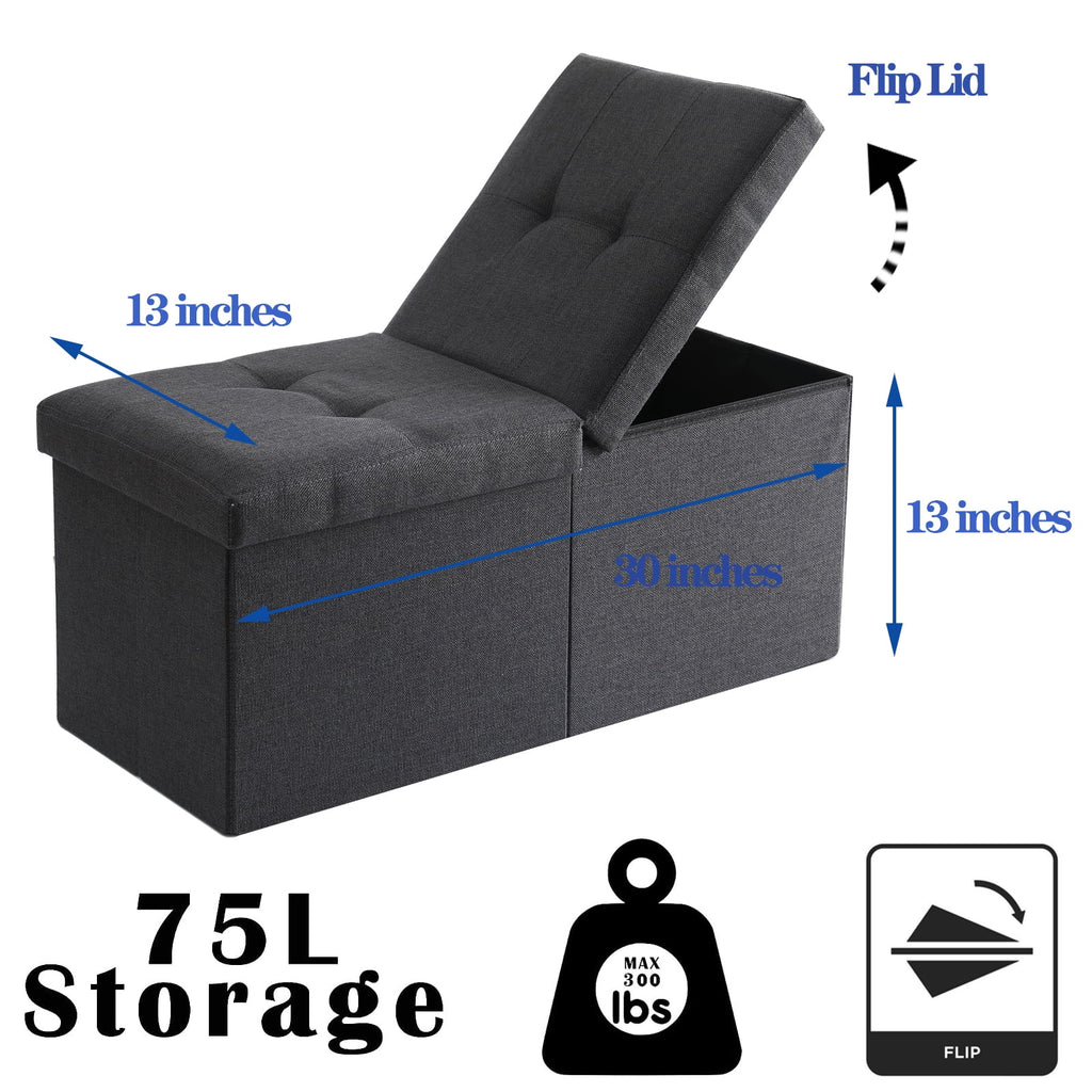 Linen Fabric Storage Ottoman Bench K354098