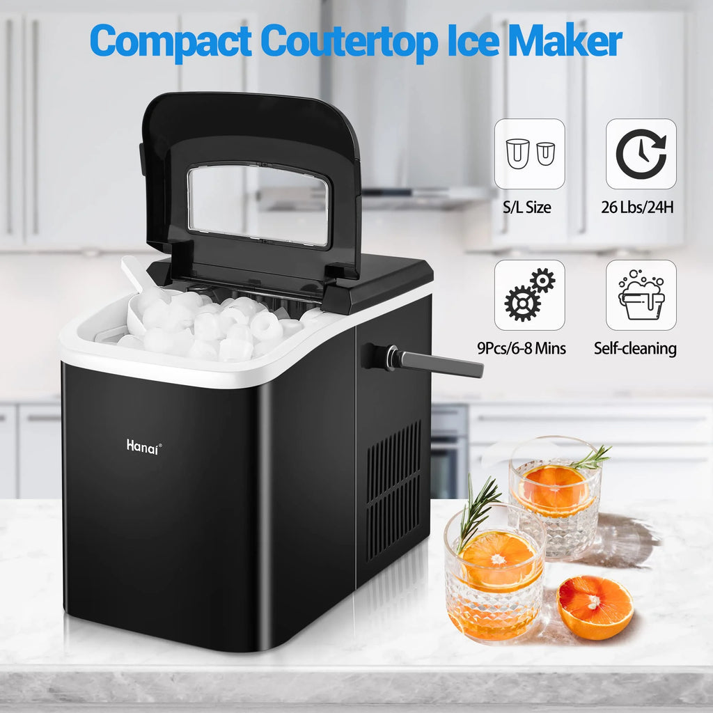 Portable Countertop Ice Maker with Ice Scoop and Basket N234
