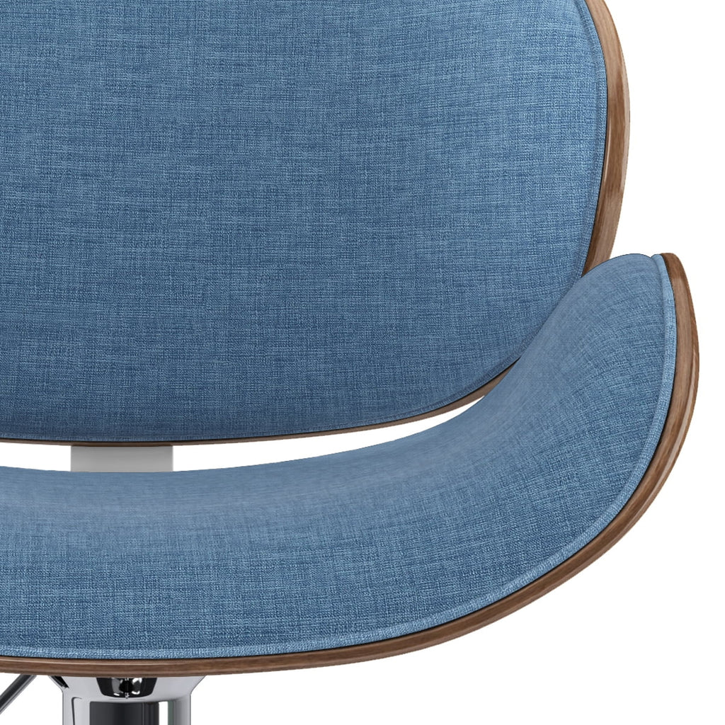 Blue Linen Look Fabric Adjustable Height Bar Stool K324