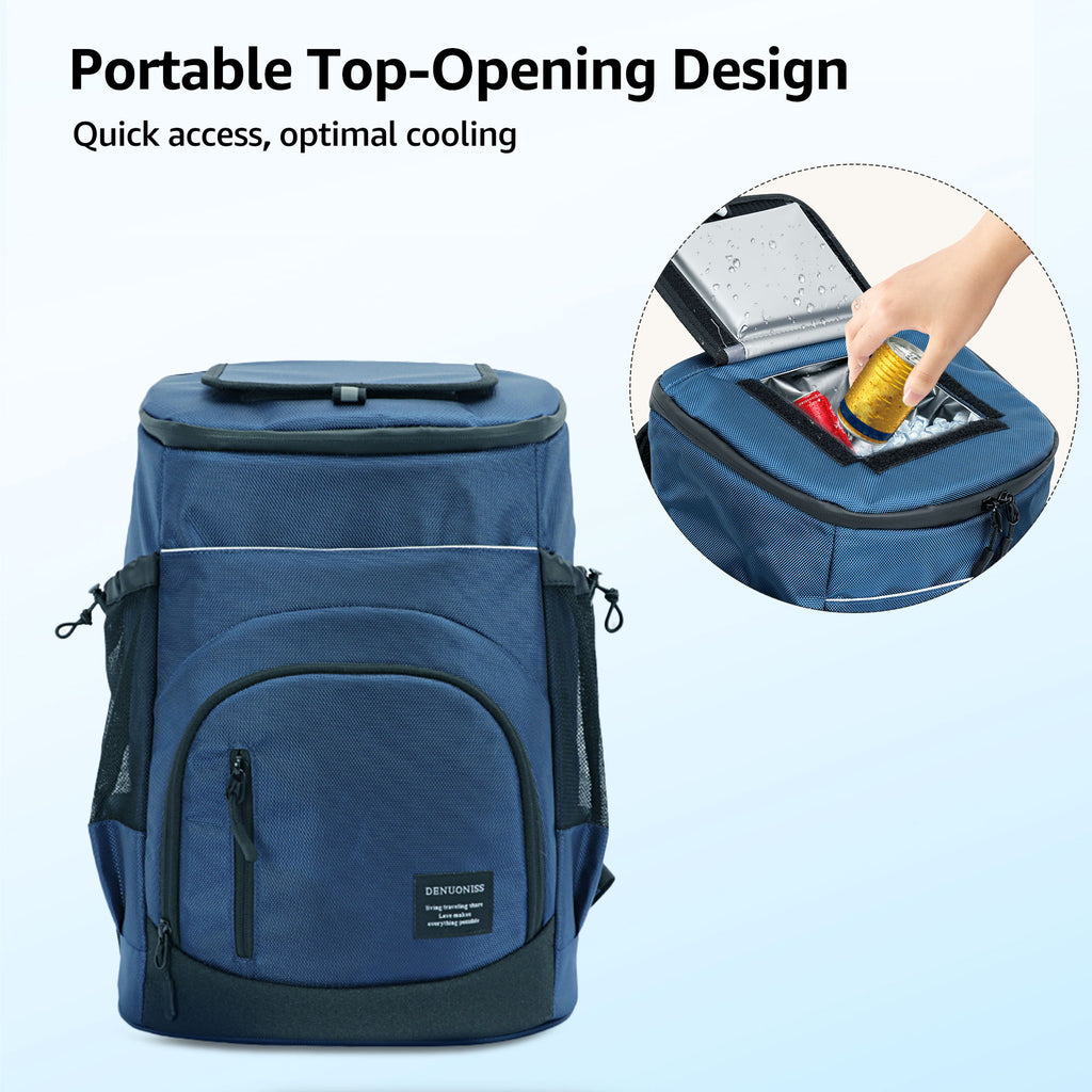 Blue Sandproof Water-Resistant Cooler Backpack A389