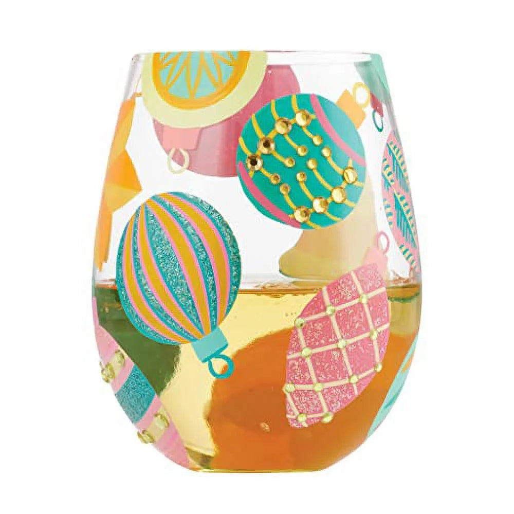 Hand Painted Stemless Wine Glass N74119