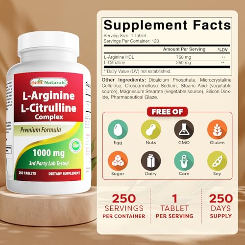 L-Arginine L-Citruline Complex Tablets, 250 Count K9532