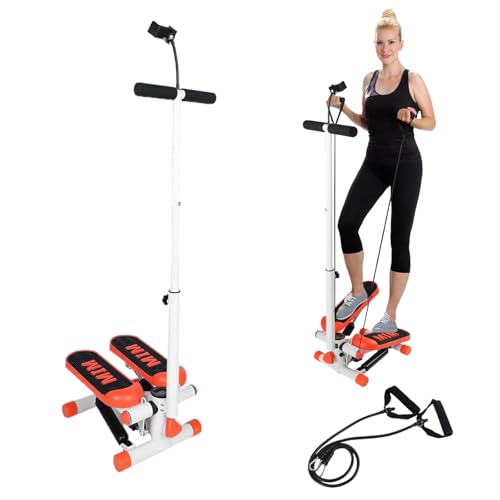 Adjustable Height Stair Stepper with Resistance Bands and LCD Monitor X796