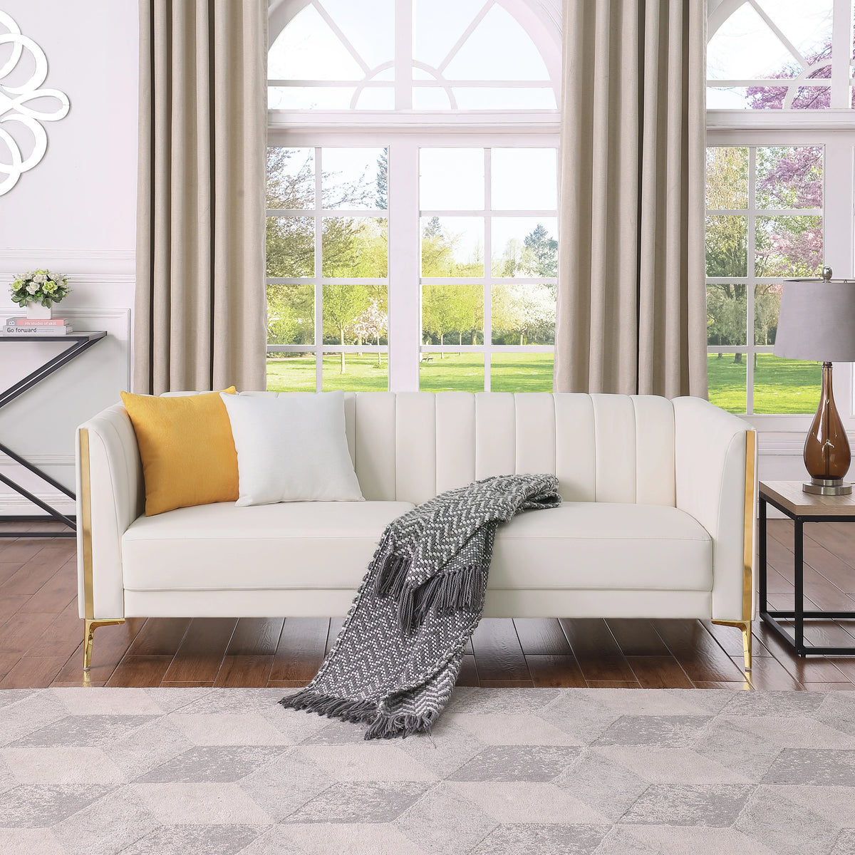 3 Seater PU Leather Sofa with 2 Pillows W833