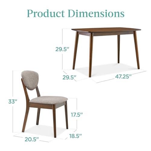 5-Piece Dining Set with 4 Chairs, Padded Seats & Backrests, Wooden Frame - Charcoal/Walnut S3995
