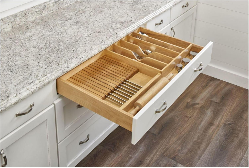Natural Maple Wood Knife Block Drawer Insert Organizer X26157