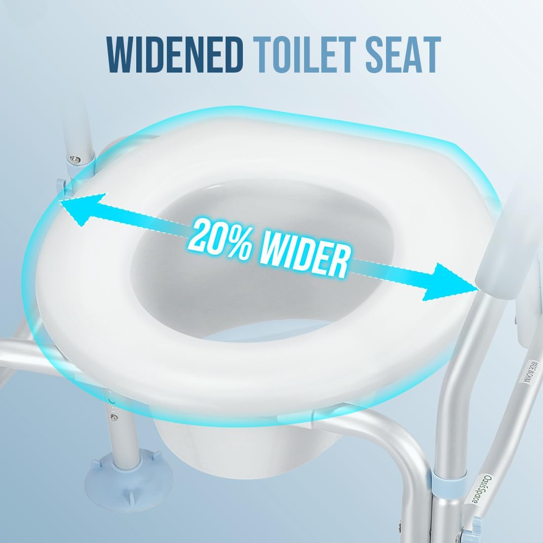 Stand Alone Raised Toilet Seat with Safety Frame, Height Adjustable Legs T4334