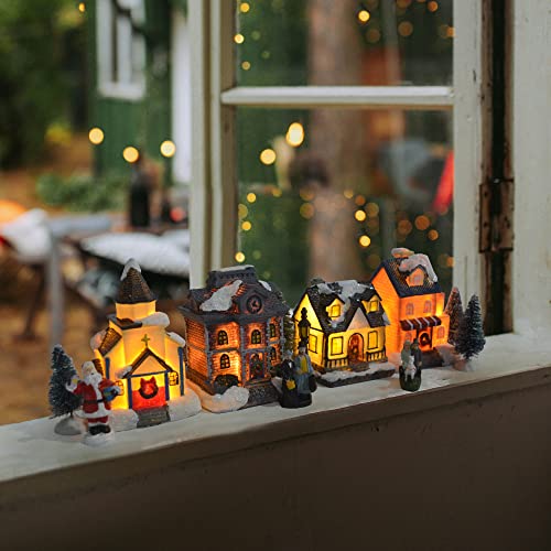 LED Lighted Christmas Village Houses with Figurines X7723