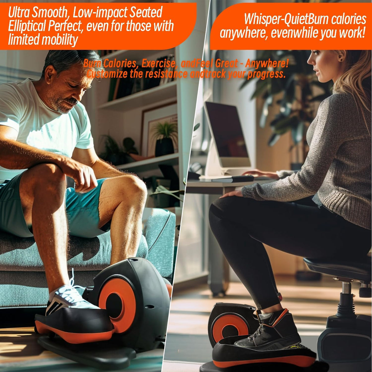 Portable Mini Under Desk Elliptical H7483