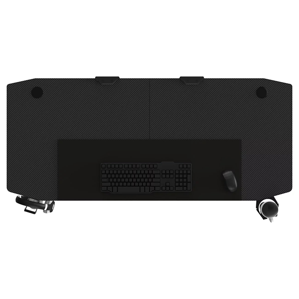 Black Ergonomic Gaming Desk with Headphone Holder, Cup Holder, Mouse Pad G805