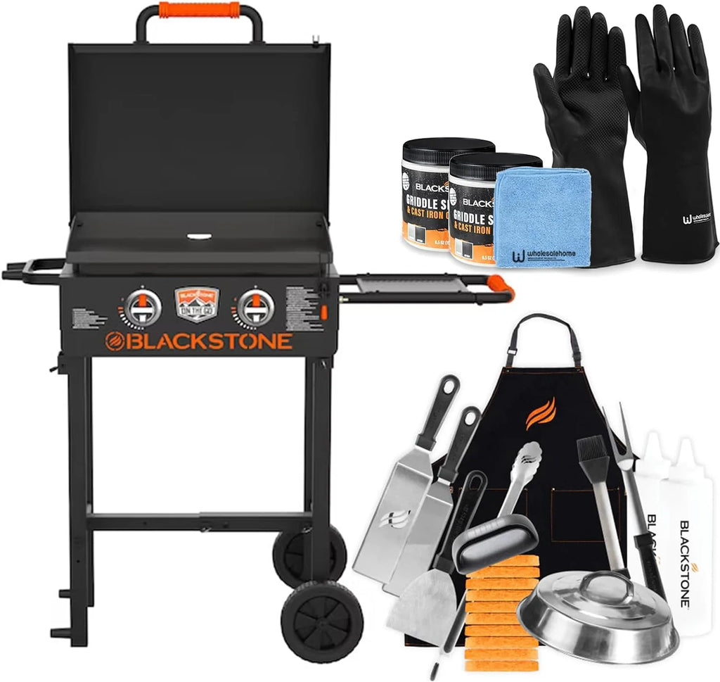 22 inch Propane Flat Top Gas Grill with Hood and Stand W559648