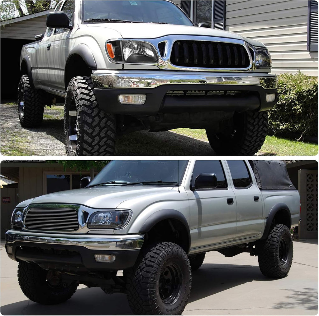 Black Housing Headlight Assembly with Bumper Lights W296