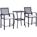 3 Pcs Rattan Wicker Patio Bar Set with Cushion U6159