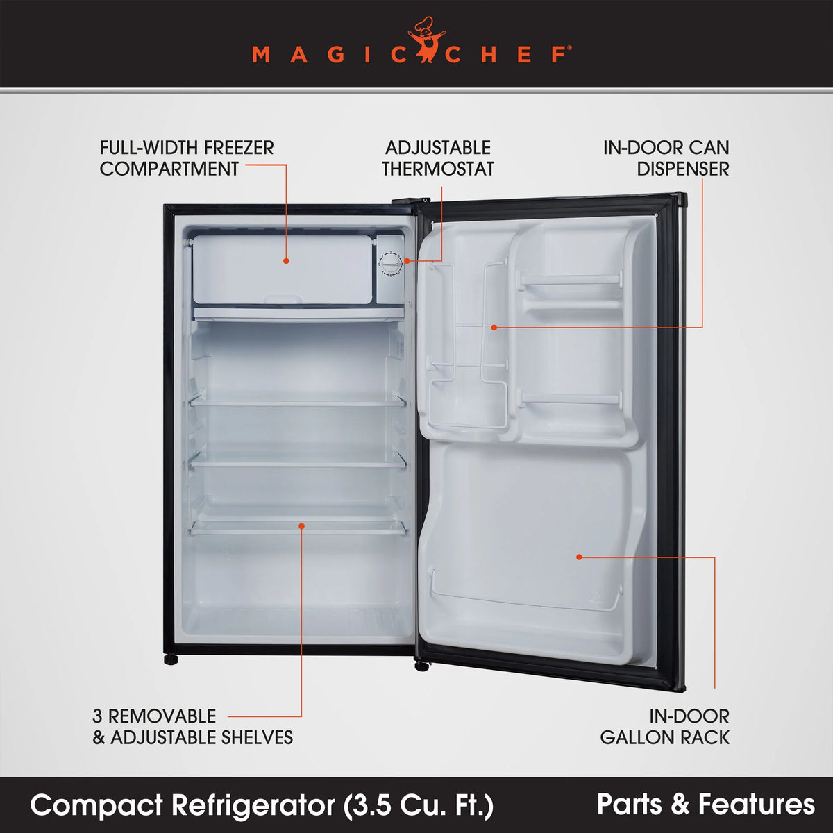 18.5 inch 3.5 Cu. ft. Compact Refrigerator Single Door W78555