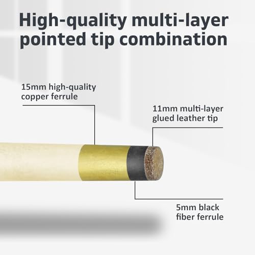 Pool Cue Stick 11mm Fiber Leather Tip 36inch Set of 2 L79877