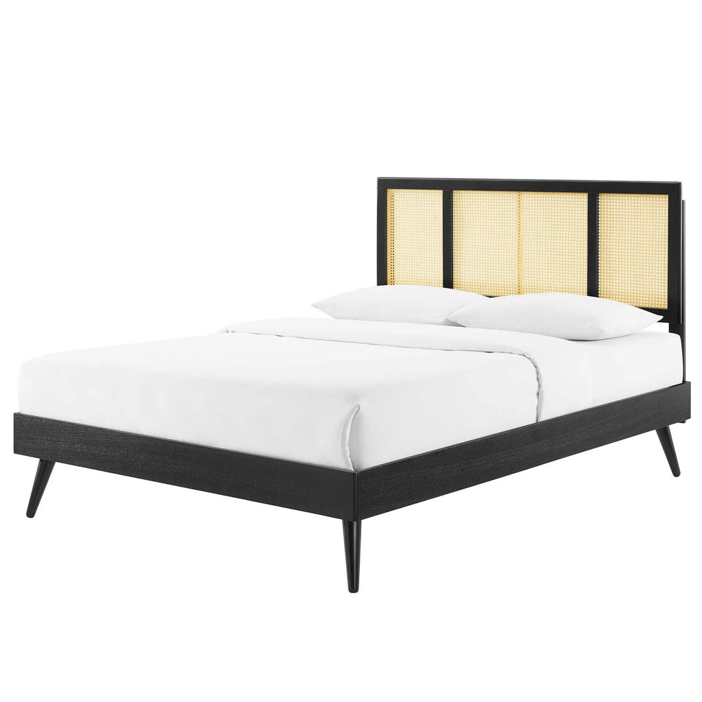 Queen Size Black Wood Platform Bed Frame Q9199