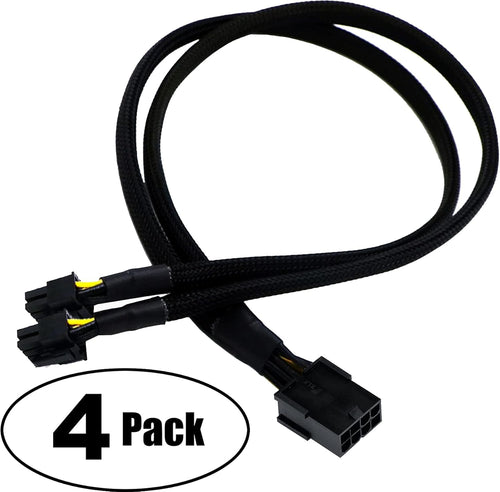 16 AWG PCI-e 8 Pin Female to Dual 8(6+2) Pin Male Sleeved Splitter Power Extension Cable 20 inches (4 Pack) J573