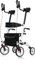 Upright Folding Rollator Walker with Seat, White X3705