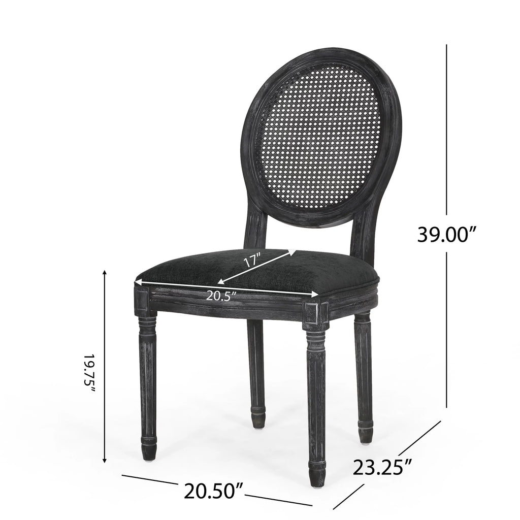 Upholstered Wood and Cane Dining Chairs, Set of 4 K6946