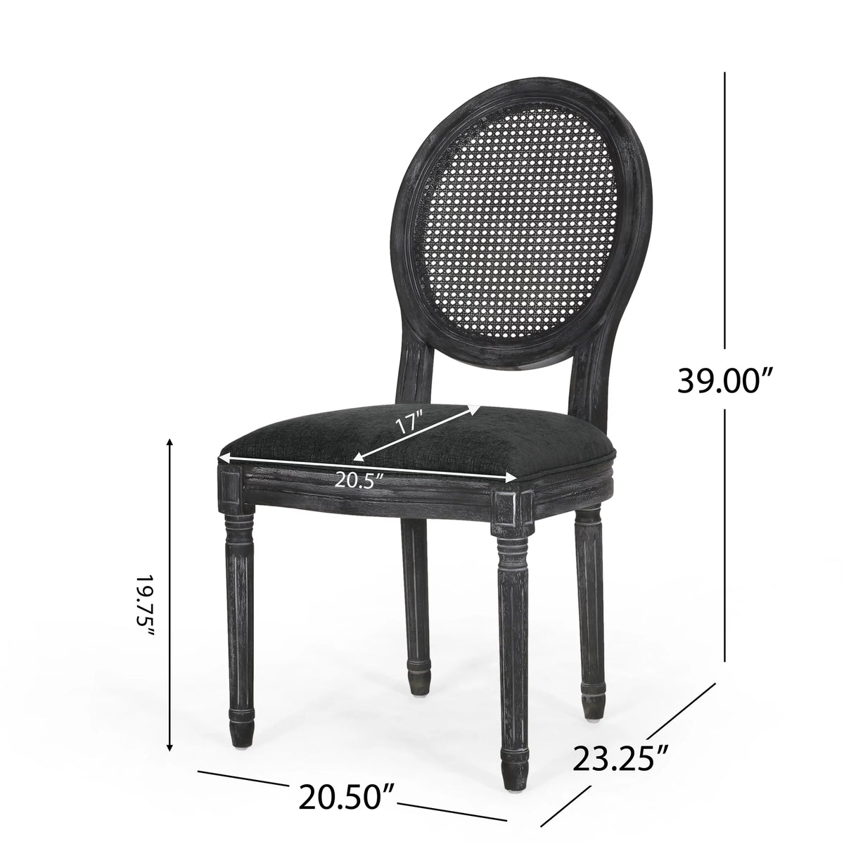 Upholstered Wood and Cane Dining Chairs, Set of 4 K6946